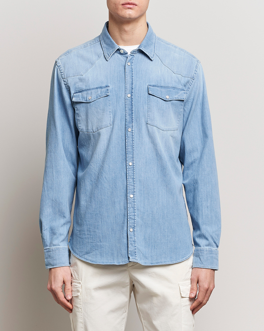 Herr | Kläder | Dondup | Slim Fit Pocket Denim Shirt Light Blue