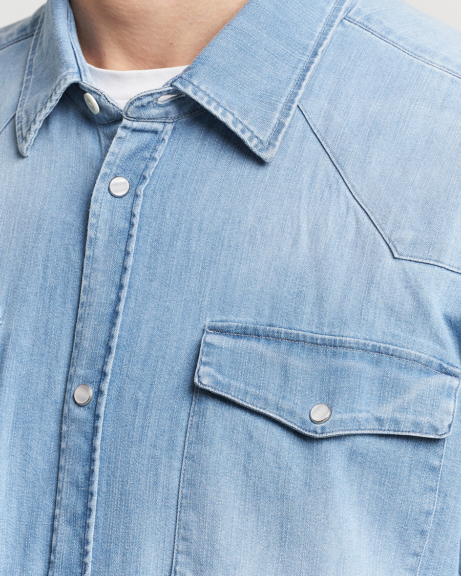 Herr | Skjortor | Dondup | Slim Fit Pocket Denim Shirt Light Blue