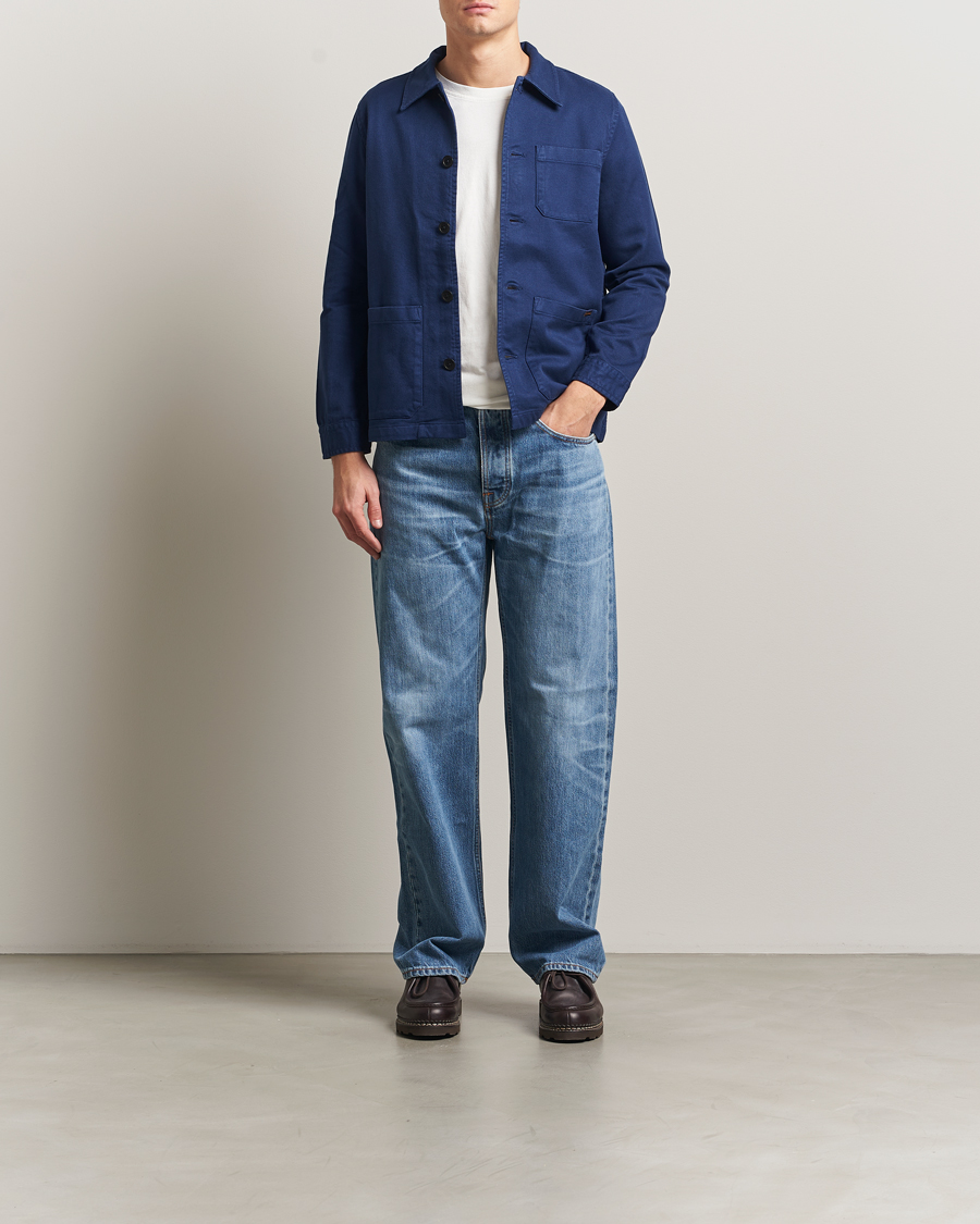 Herr | Skjortor | Nudie Jeans | Barney Worker Overshirt Mid Blue
