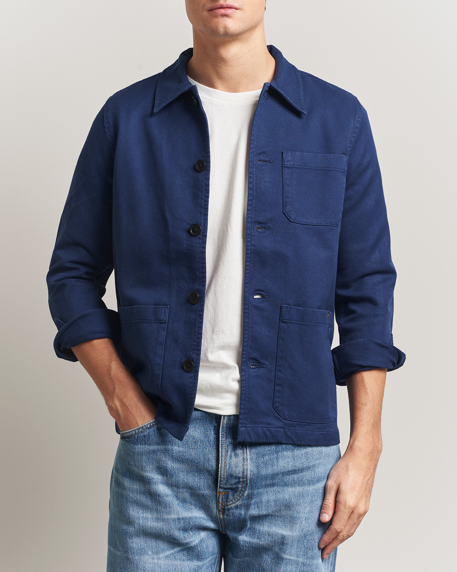 Herr | Skjortor | Nudie Jeans | Barney Worker Overshirt Mid Blue