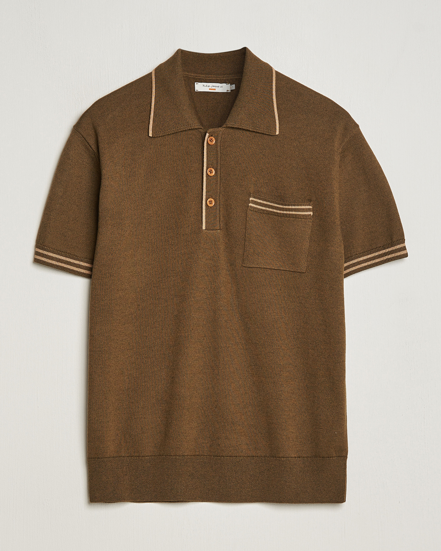 Herr | Pikéer | Nudie Jeans | Frippe Knitted Polo Olive