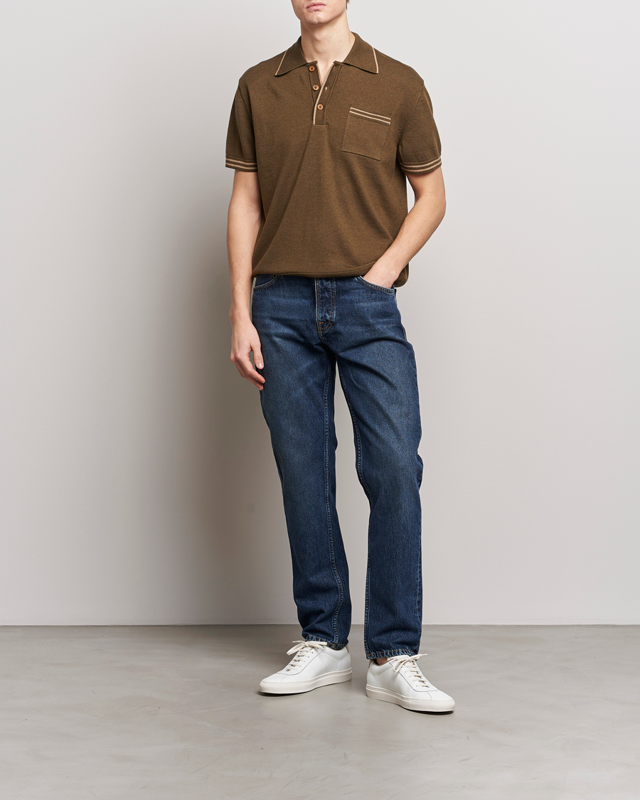 Herr | Pikéer | Nudie Jeans | Frippe Knitted Polo Olive