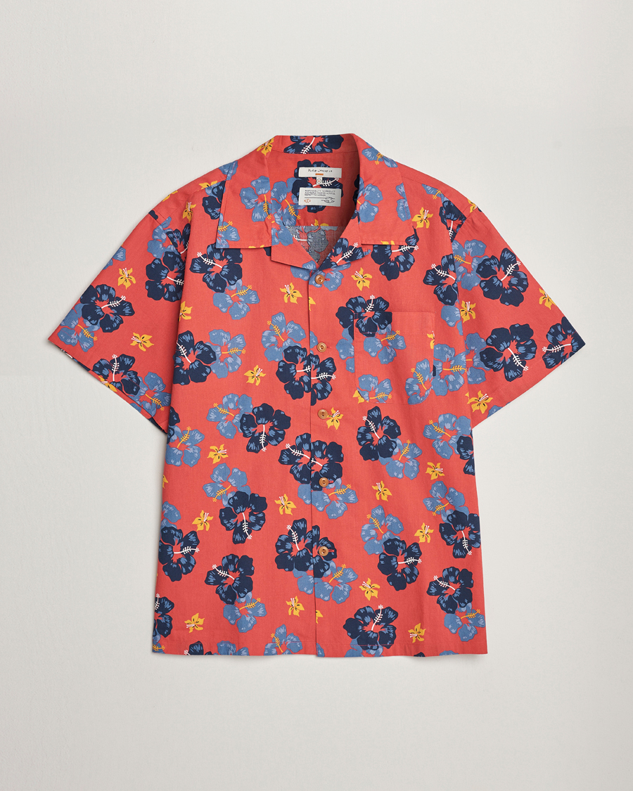 Herr | Skjortor | Nudie Jeans | Arthur Printed Flower Short Sleeve Shirt Red