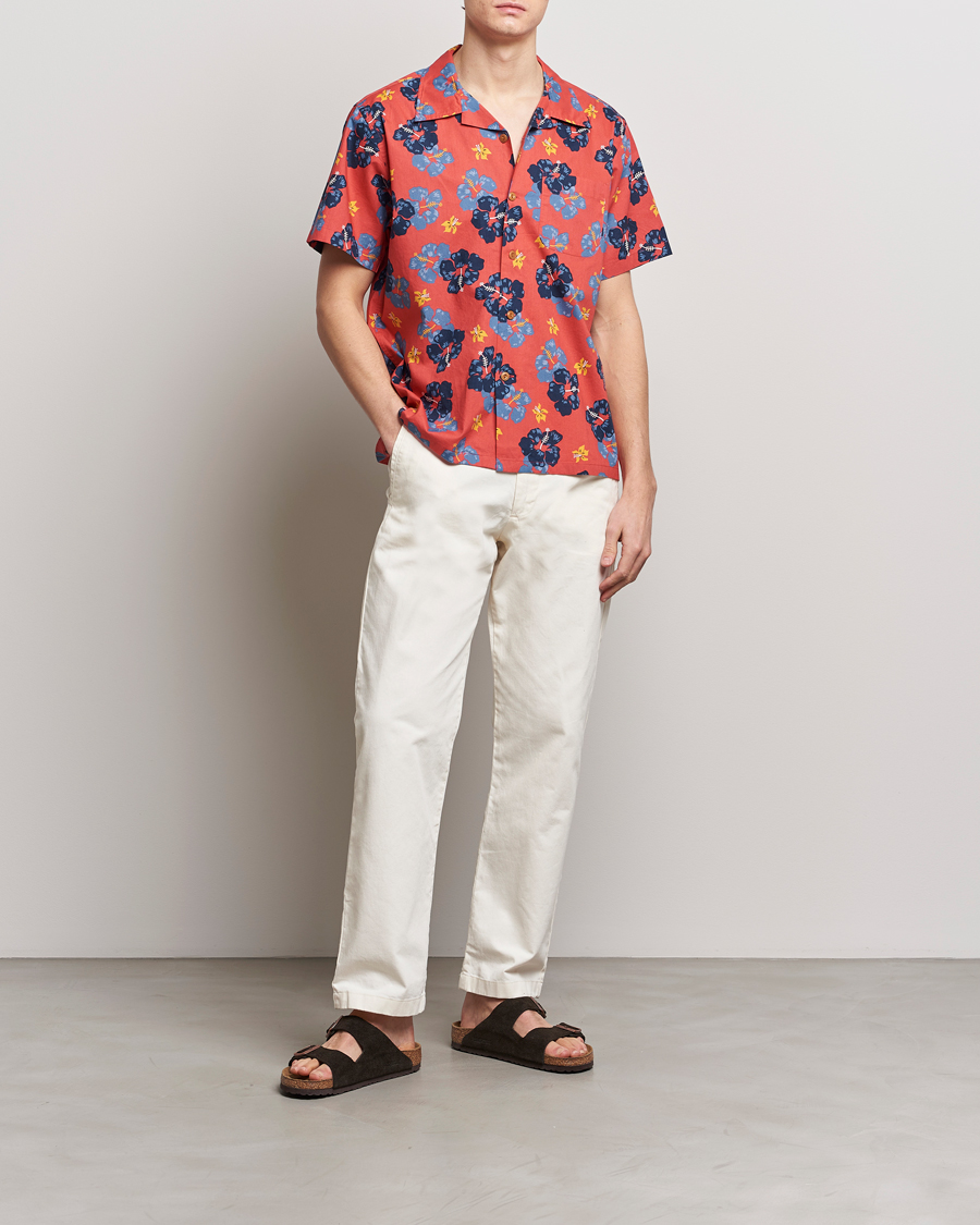 Herr | Skjortor | Nudie Jeans | Arthur Printed Flower Short Sleeve Shirt Red
