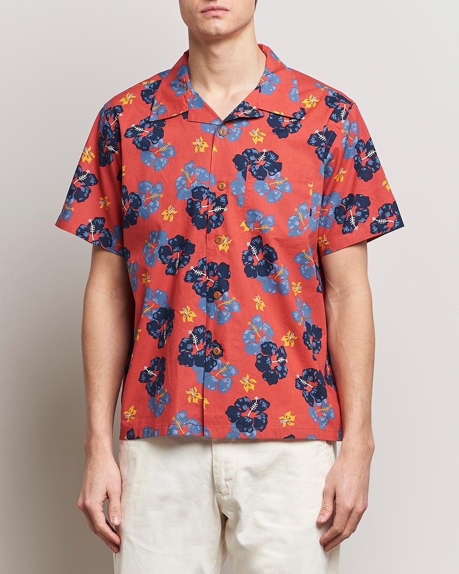 Herr | Kortärmade skjortor | Nudie Jeans | Arthur Printed Flower Short Sleeve Shirt Red