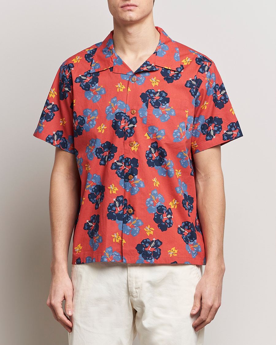 Herr | Kläder | Nudie Jeans | Arthur Printed Flower Short Sleeve Shirt Red