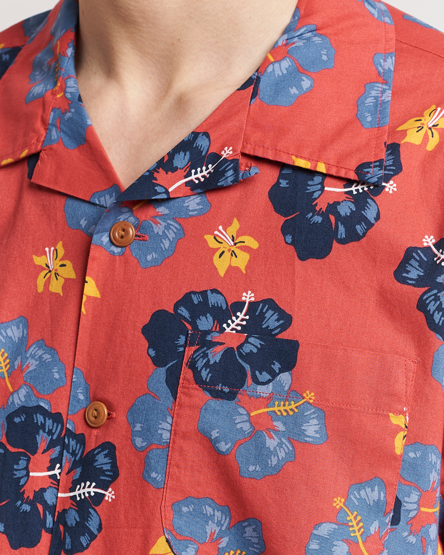 Herr | Skjortor | Nudie Jeans | Arthur Printed Flower Short Sleeve Shirt Red