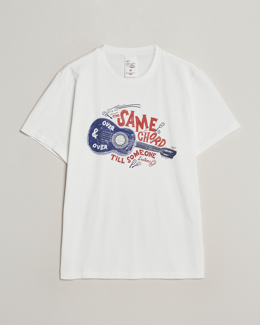 Herr | T-Shirts | Nudie Jeans | Roy Printed Crew Neck T-Shirt Off White