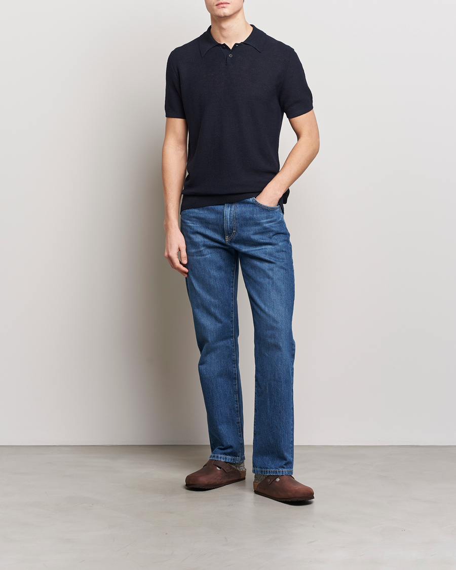 Herr | Pikéer | A.P.C. | Jay Viscose/Linen Polo Dark Navy