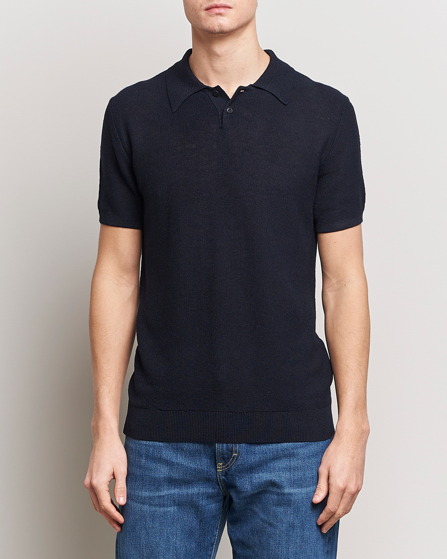 Herr | Pikéer | A.P.C. | Jay Viscose/Linen Polo Dark Navy