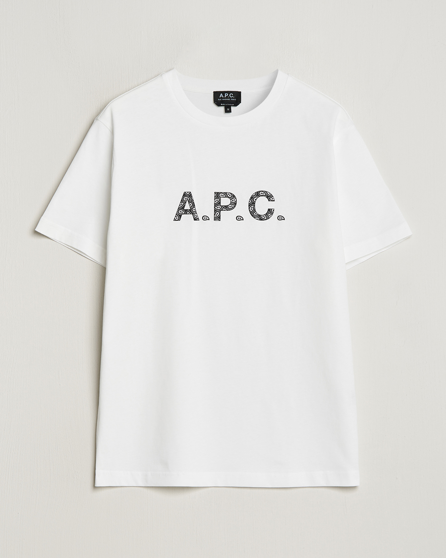 Herr | T-Shirts | A.P.C. | Paisley Logo Crew Neck T-Shirt White