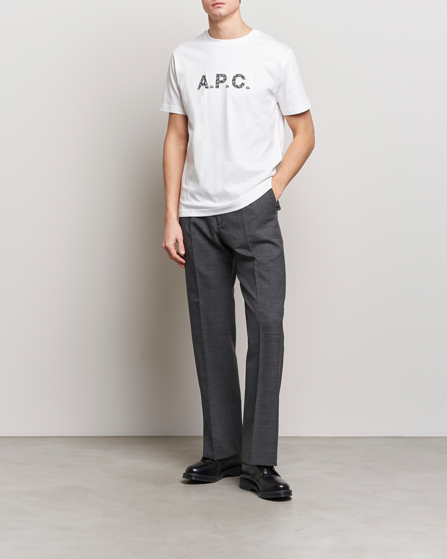 Herr | T-Shirts | A.P.C. | Paisley Logo Crew Neck T-Shirt White