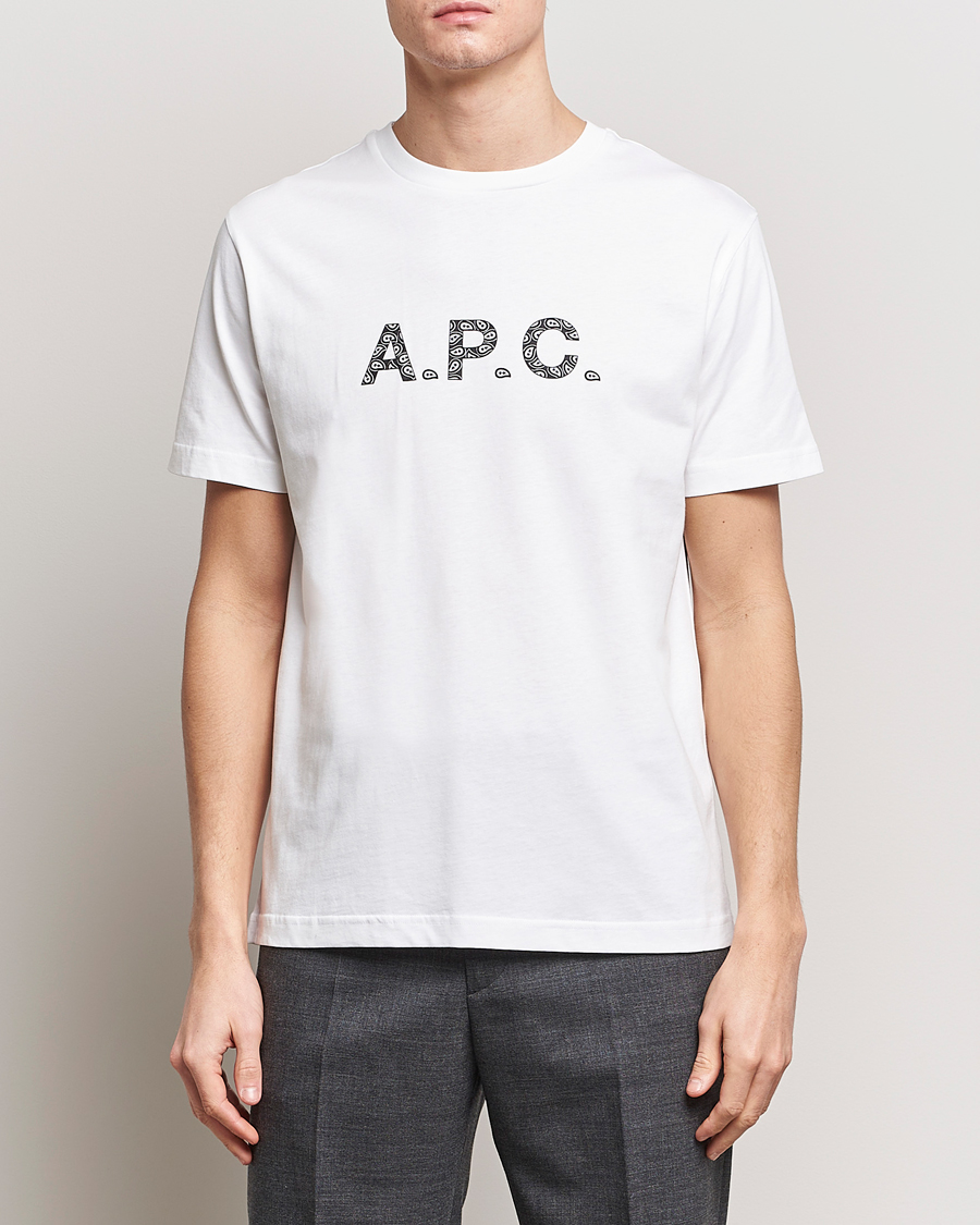 Herr | Kortärmade t-shirts | A.P.C. | Paisley Logo Crew Neck T-Shirt White