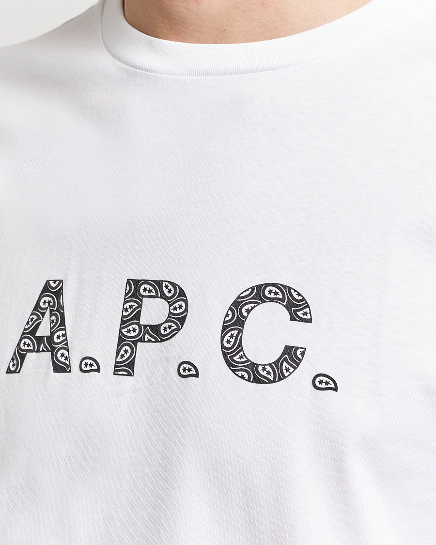 Herr | T-Shirts | A.P.C. | Paisley Logo Crew Neck T-Shirt White