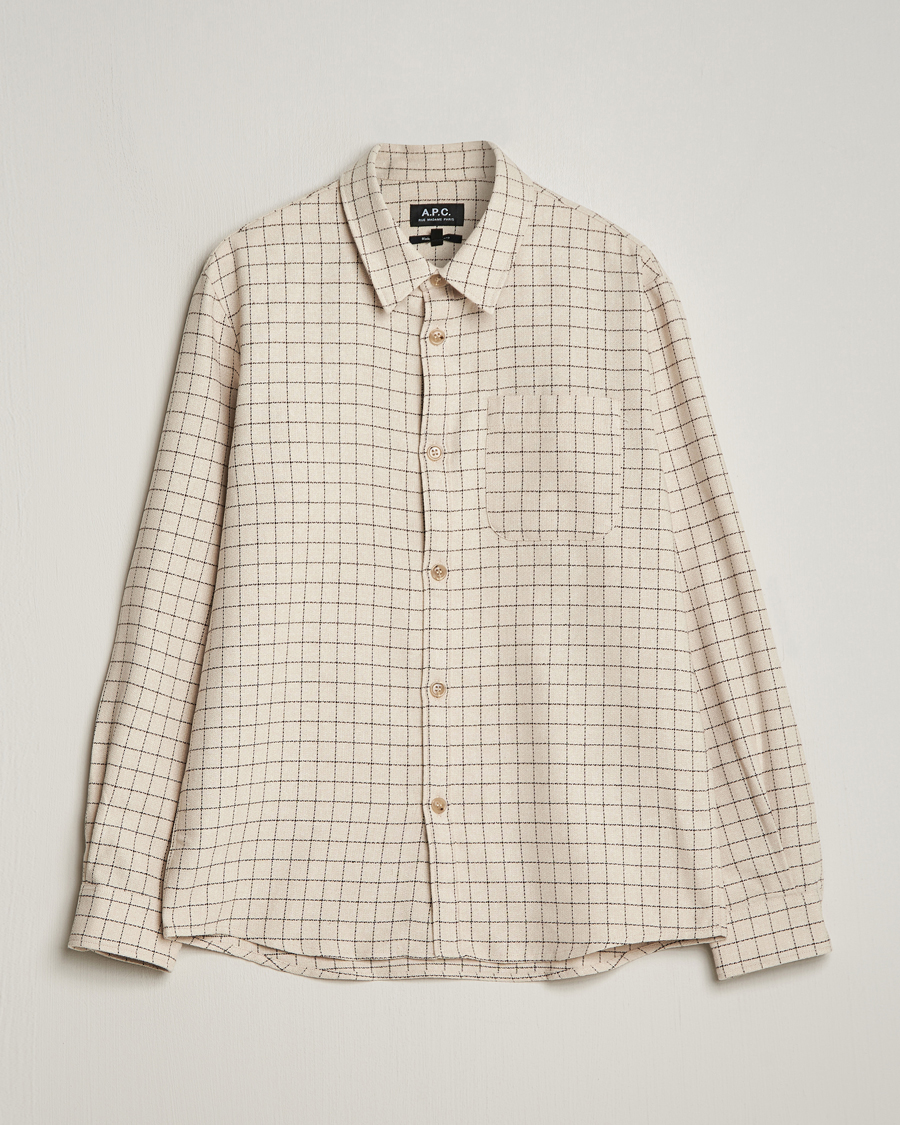 Herr | Skjortor | A.P.C. | Trek Checked Overshirt Ecru