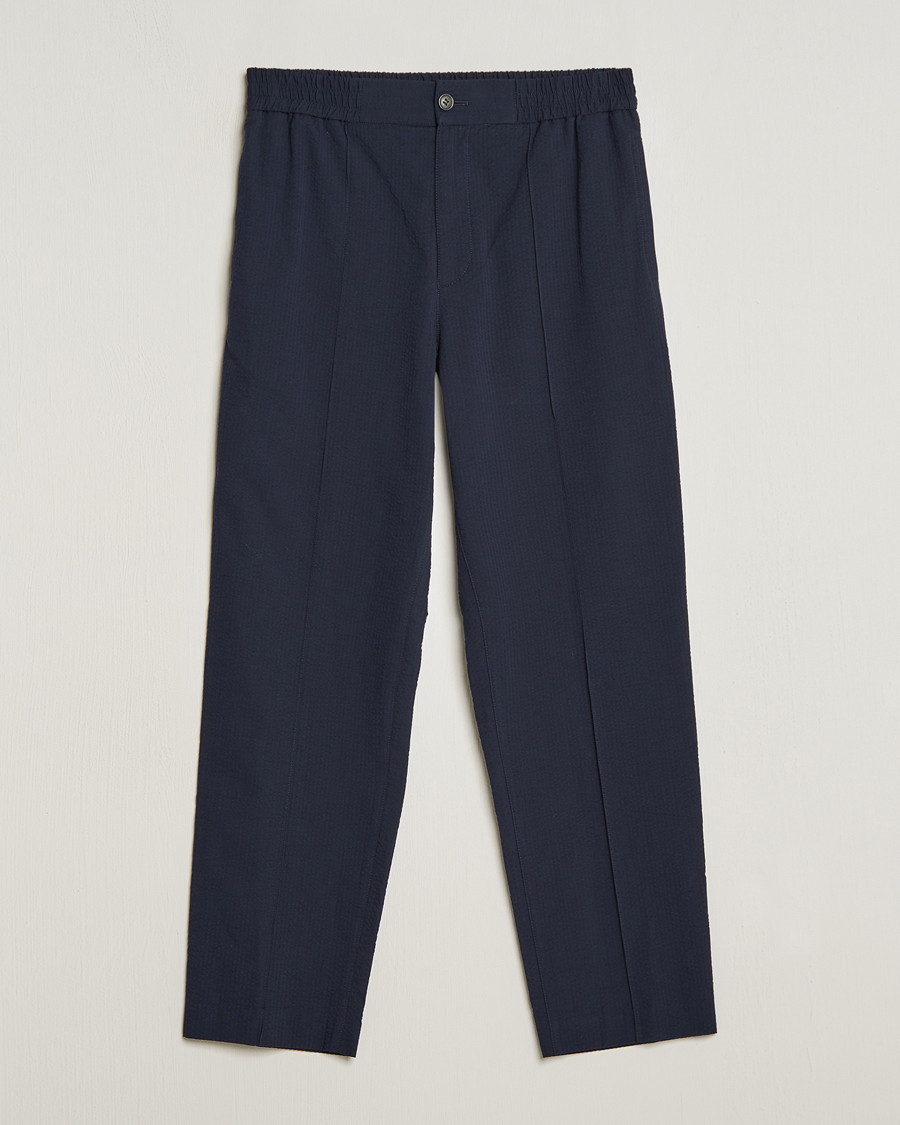 Herr | Byxor | A.P.C. | Joaquin Seersucker Drawstring Trousers Dark Navy