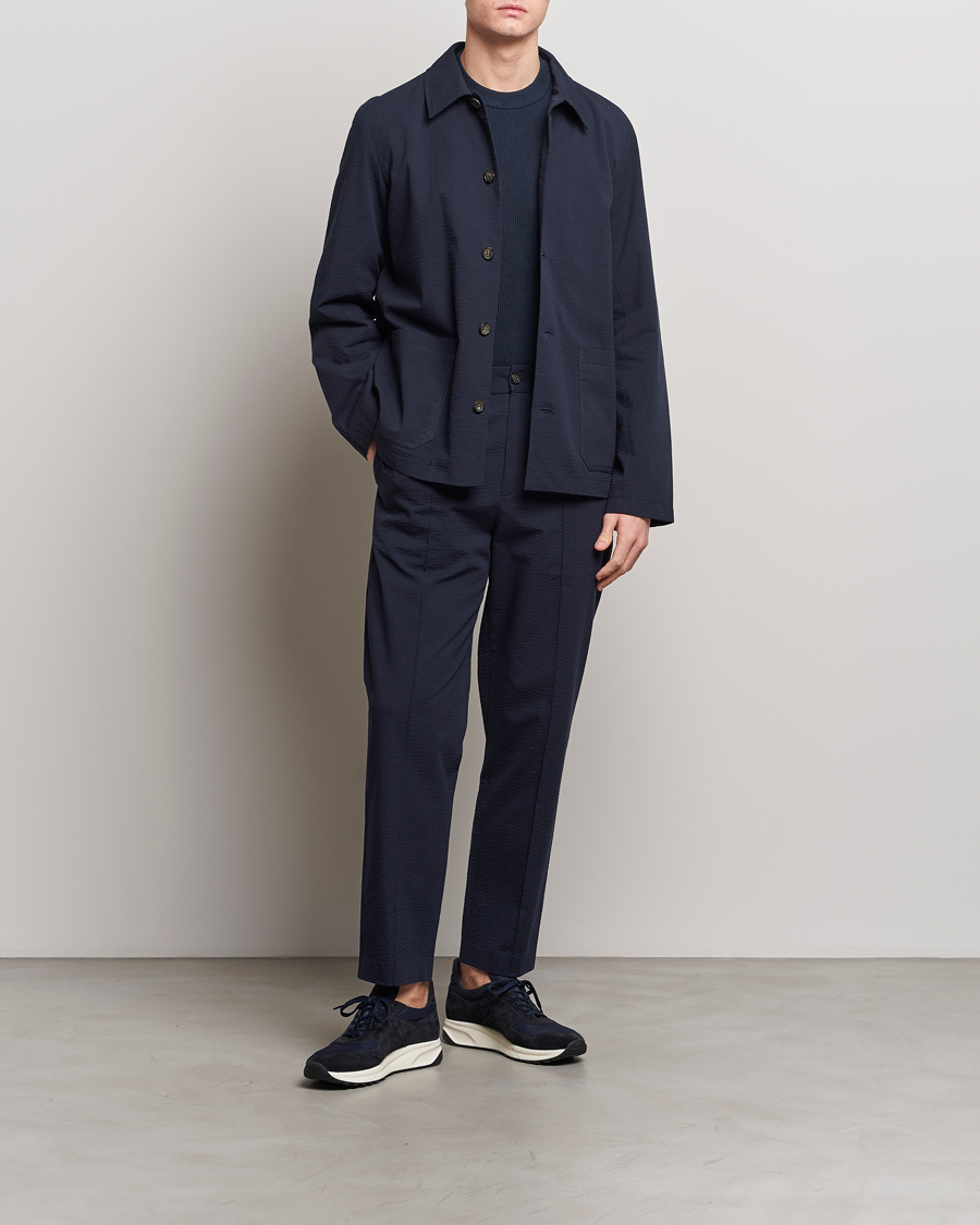 Herr | Byxor | A.P.C. | Joaquin Seersucker Drawstring Trousers Dark Navy