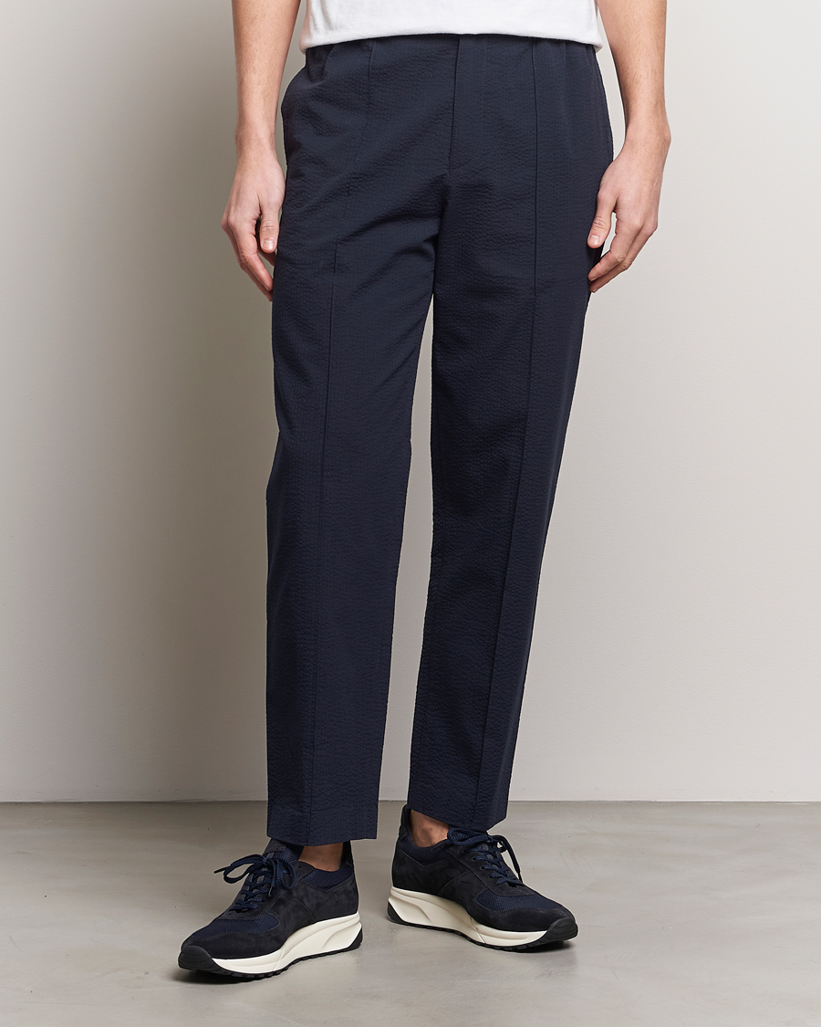 Herr | Byxor | A.P.C. | Joaquin Seersucker Drawstring Trousers Dark Navy