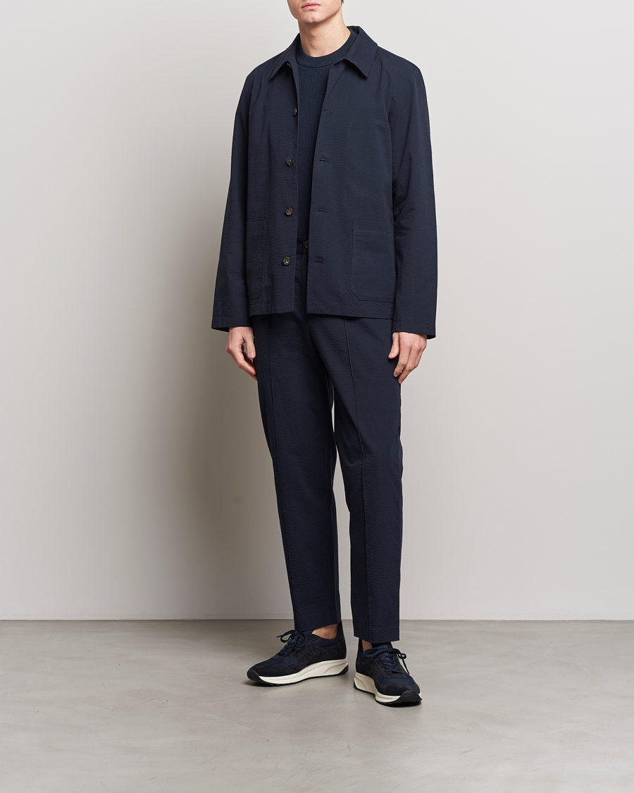 Herr | Skjortor | A.P.C. | Brest Seersucker Overshirt Dark Navy