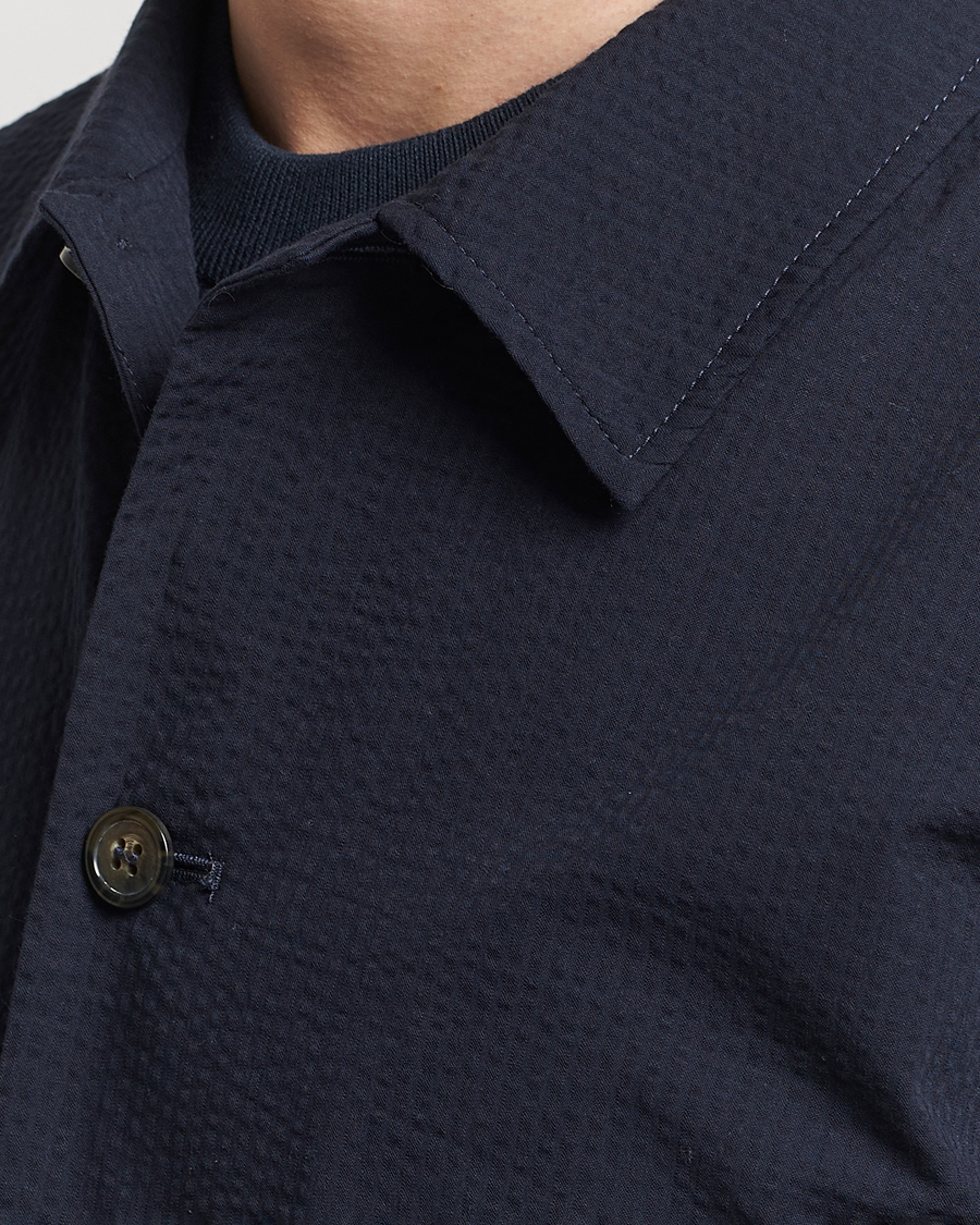 Herr | Skjortor | A.P.C. | Brest Seersucker Overshirt Dark Navy