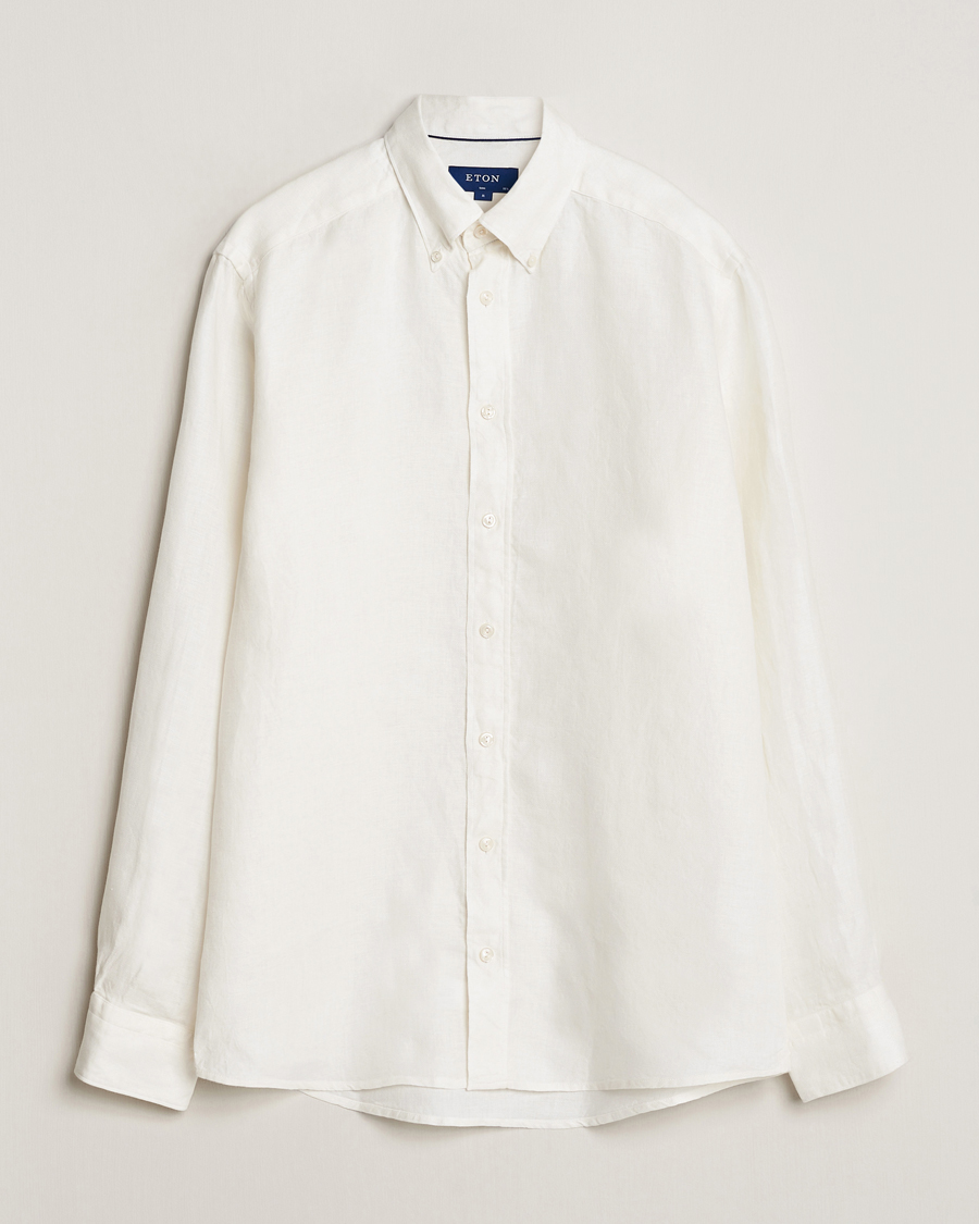 Herr | Skjortor | Eton | Slim Fit Linen Button Down Shirt White
