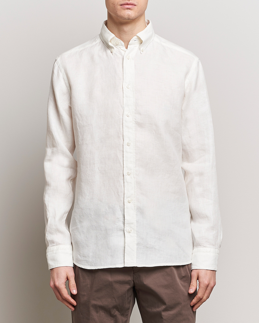 Herr | Avdelningar | Eton | Slim Fit Linen Button Down Shirt White