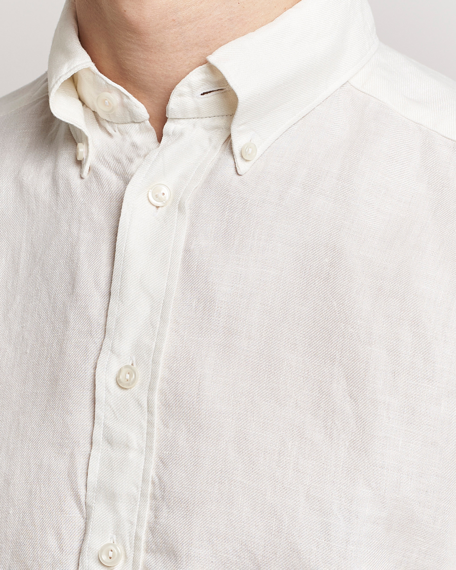 Herr | Skjortor | Eton | Slim Fit Linen Button Down Shirt White