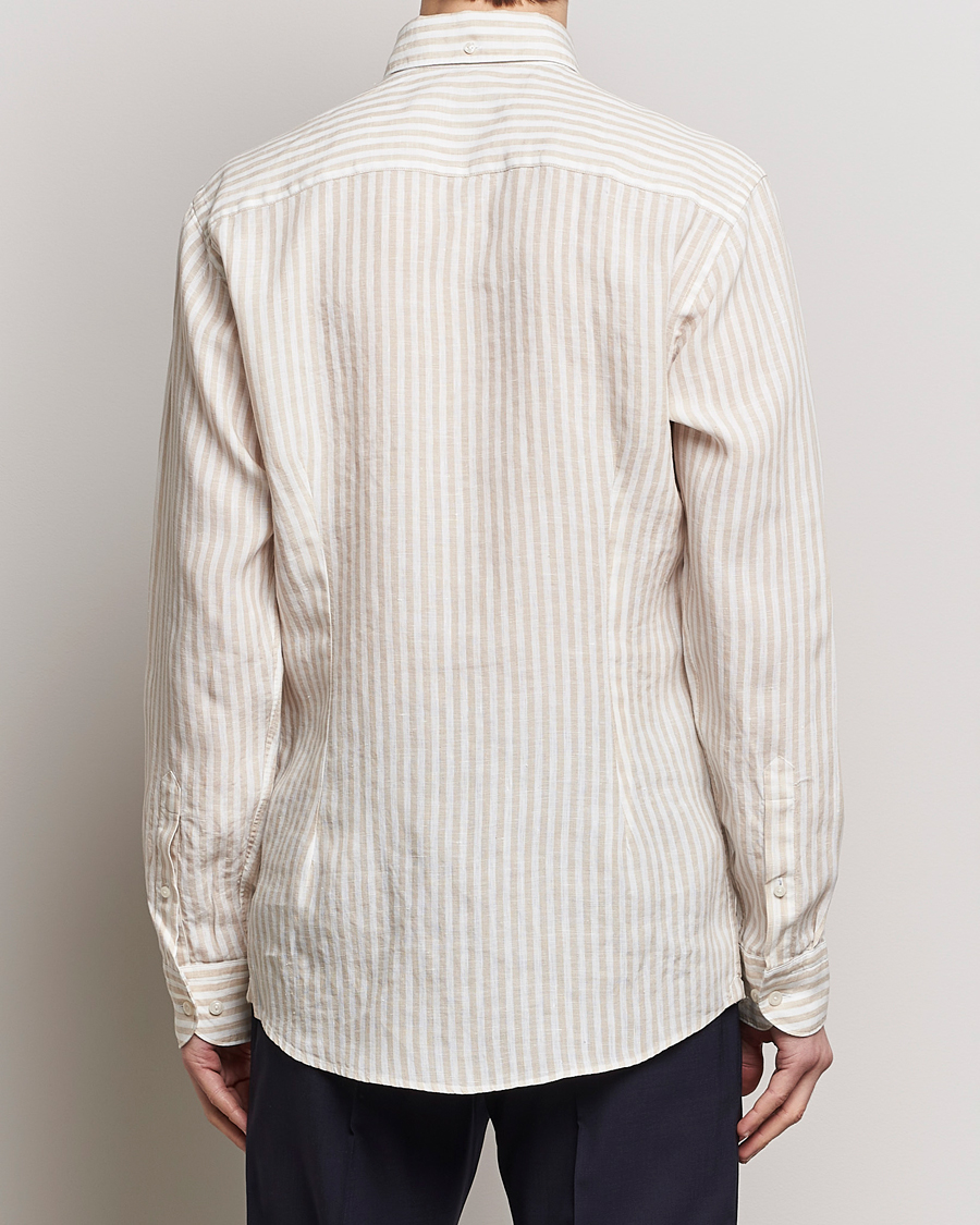Herr | Skjortor | Eton | Slim Fit Striped Linen Shirt Beige/White