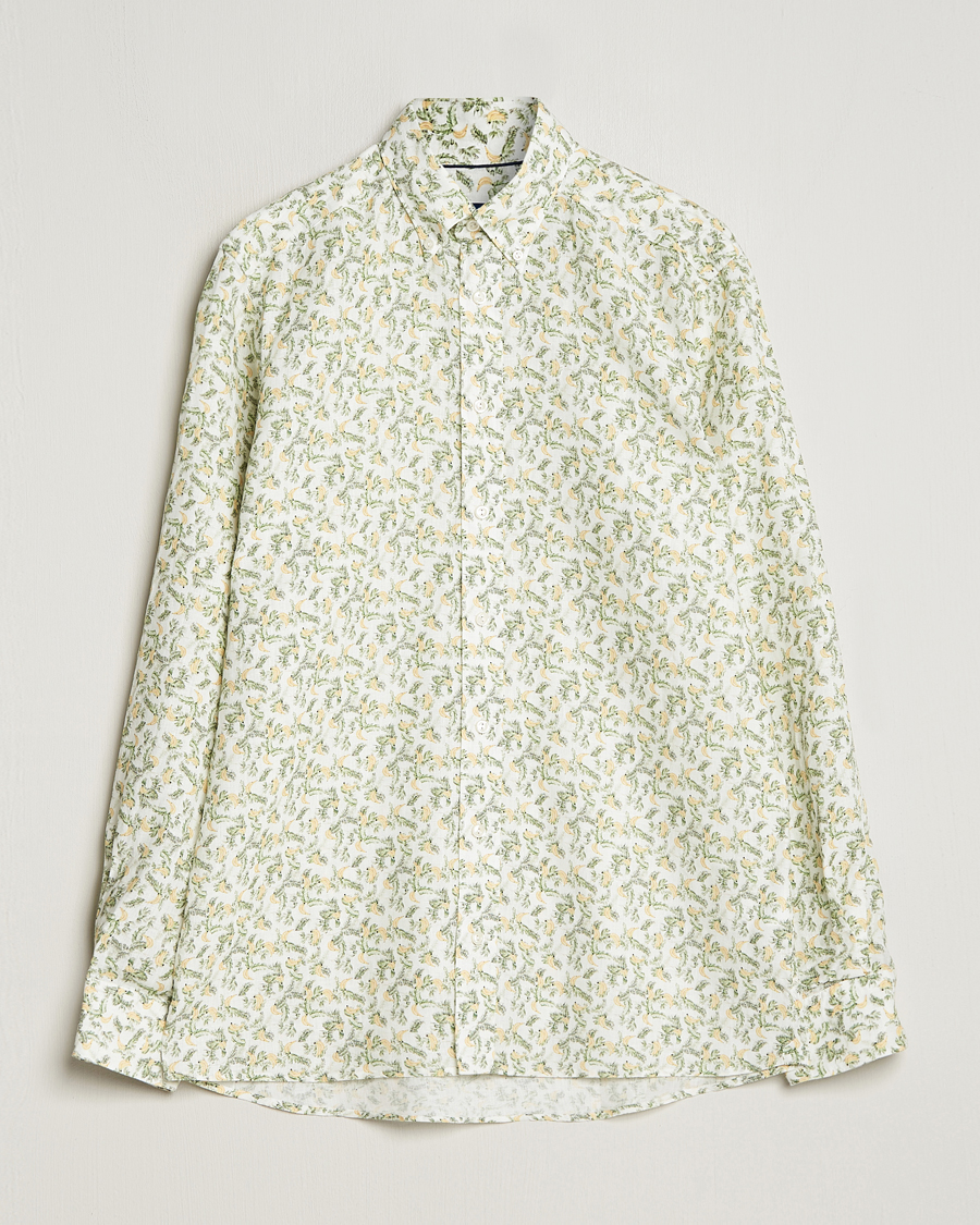 Herr | Skjortor | Eton | Contemporary Fit Printed Linen Shirt Green Banana