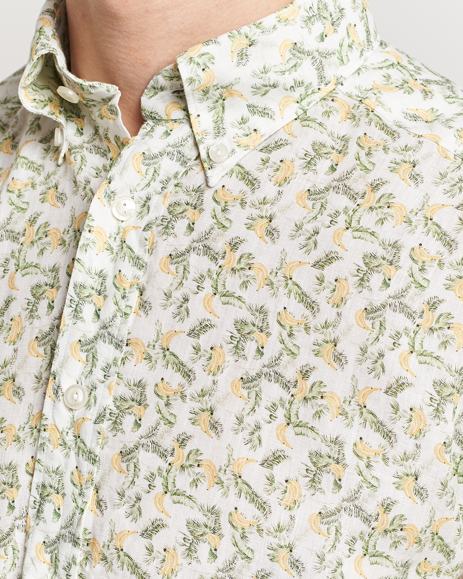 Herr | Skjortor | Eton | Contemporary Fit Printed Linen Shirt Green Banana