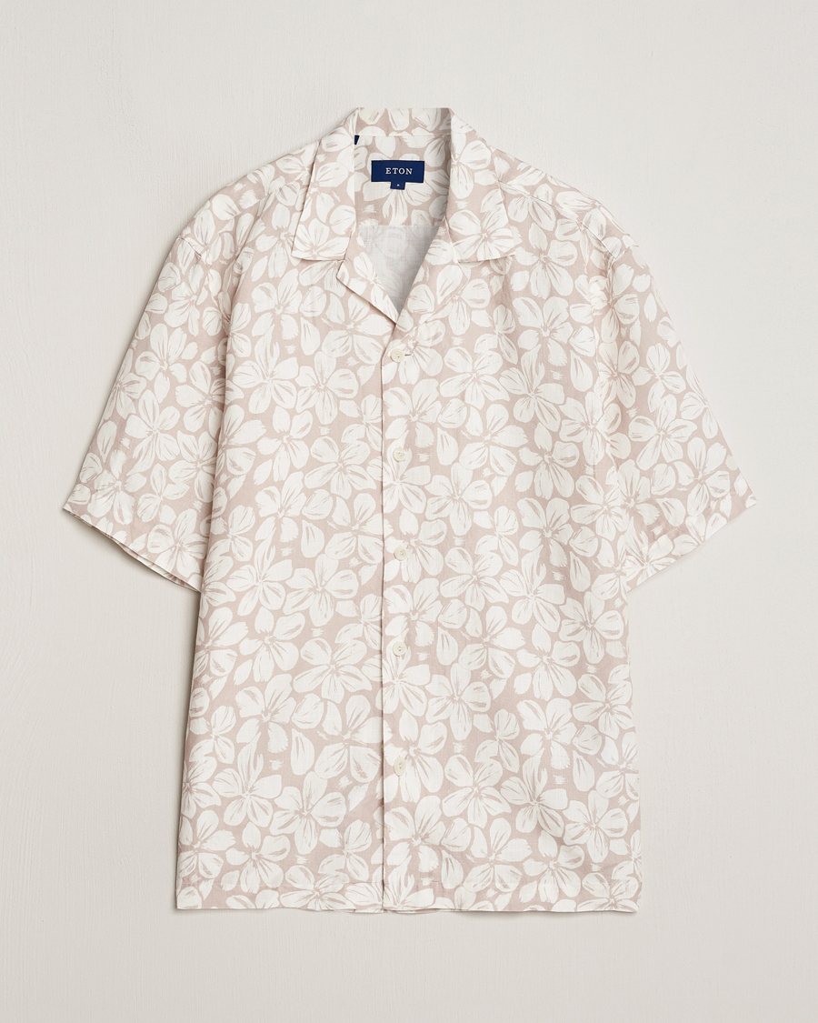 Herr | Skjortor | Eton | Printed Floral Linen Resort Shirt Beige