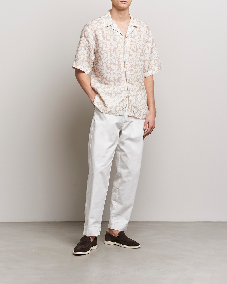 Herr | Skjortor | Eton | Printed Floral Linen Resort Shirt Beige