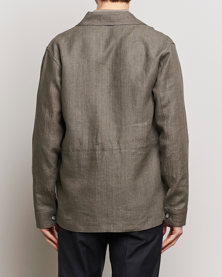 Herr | Jackor | Eton | Heavy Linen Drawstring Field Jacket Dark Green
