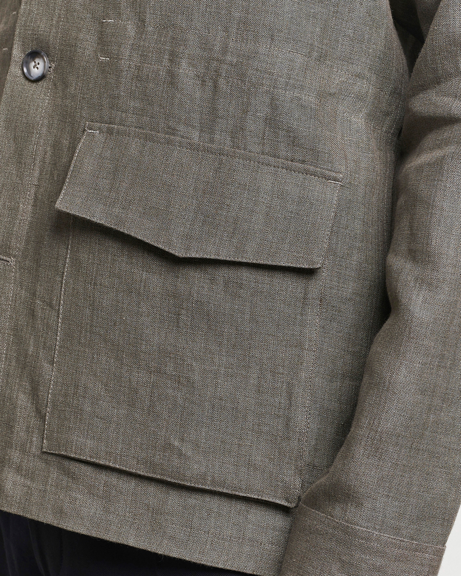 Herr | Jackor | Eton | Heavy Linen Drawstring Field Jacket Dark Green