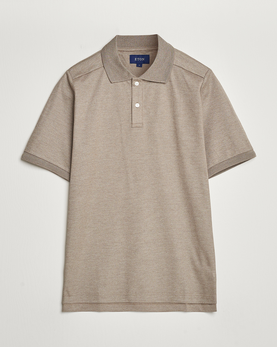 Herr | Pikéer | Eton | Pique Polo Shirt Beige