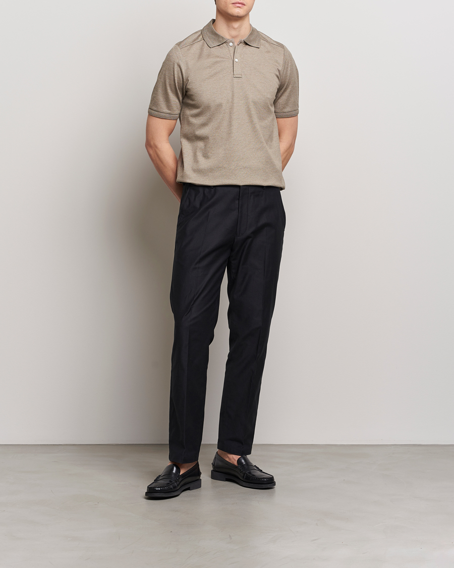 Herr | Pikéer | Eton | Pique Polo Shirt Beige
