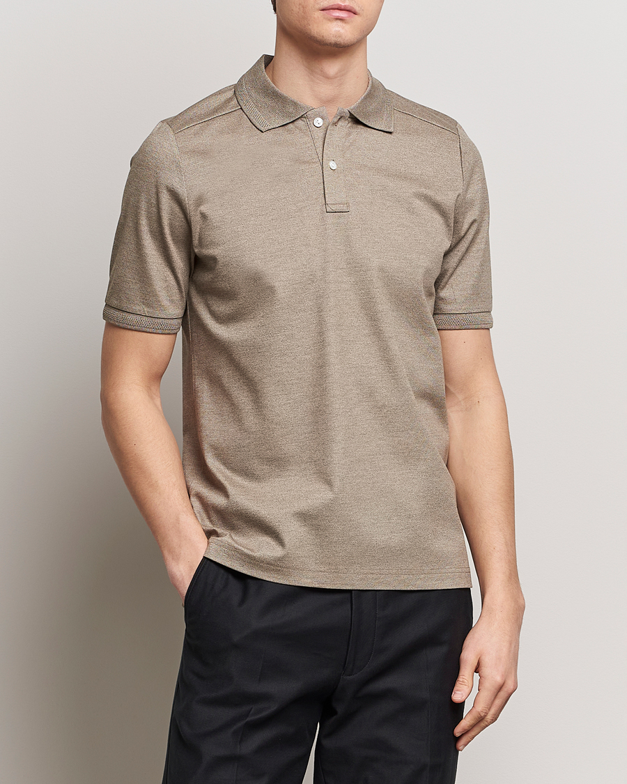 Herr | Pikéer | Eton | Pique Polo Shirt Beige