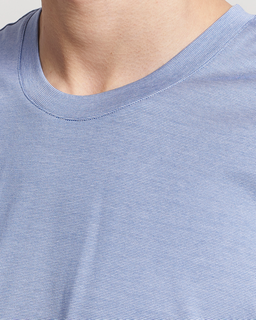 Herr | T-Shirts | Eton | Mercerized Jersey Crew Neck T-Shirt Mid Blue