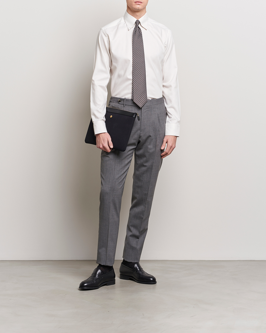 Herr | Skjortor | Eton | Slim Fit Bengal Striped Oxford Shirt Beige/White