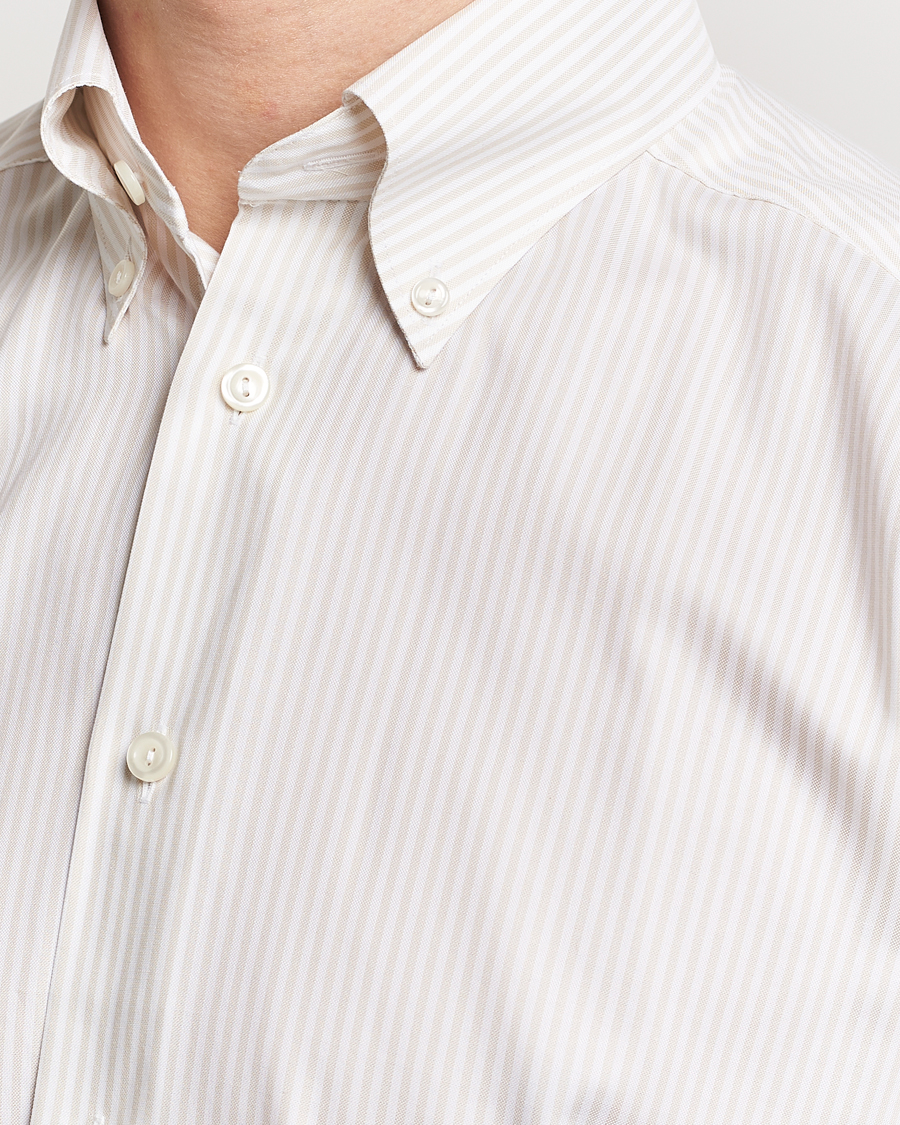Herr | Skjortor | Eton | Slim Fit Bengal Striped Oxford Shirt Beige/White