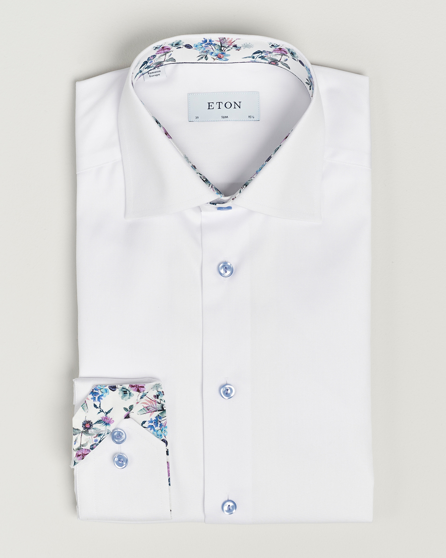Herr | Skjortor | Eton | Slim Fit Signature Twill Contrast Shirt White