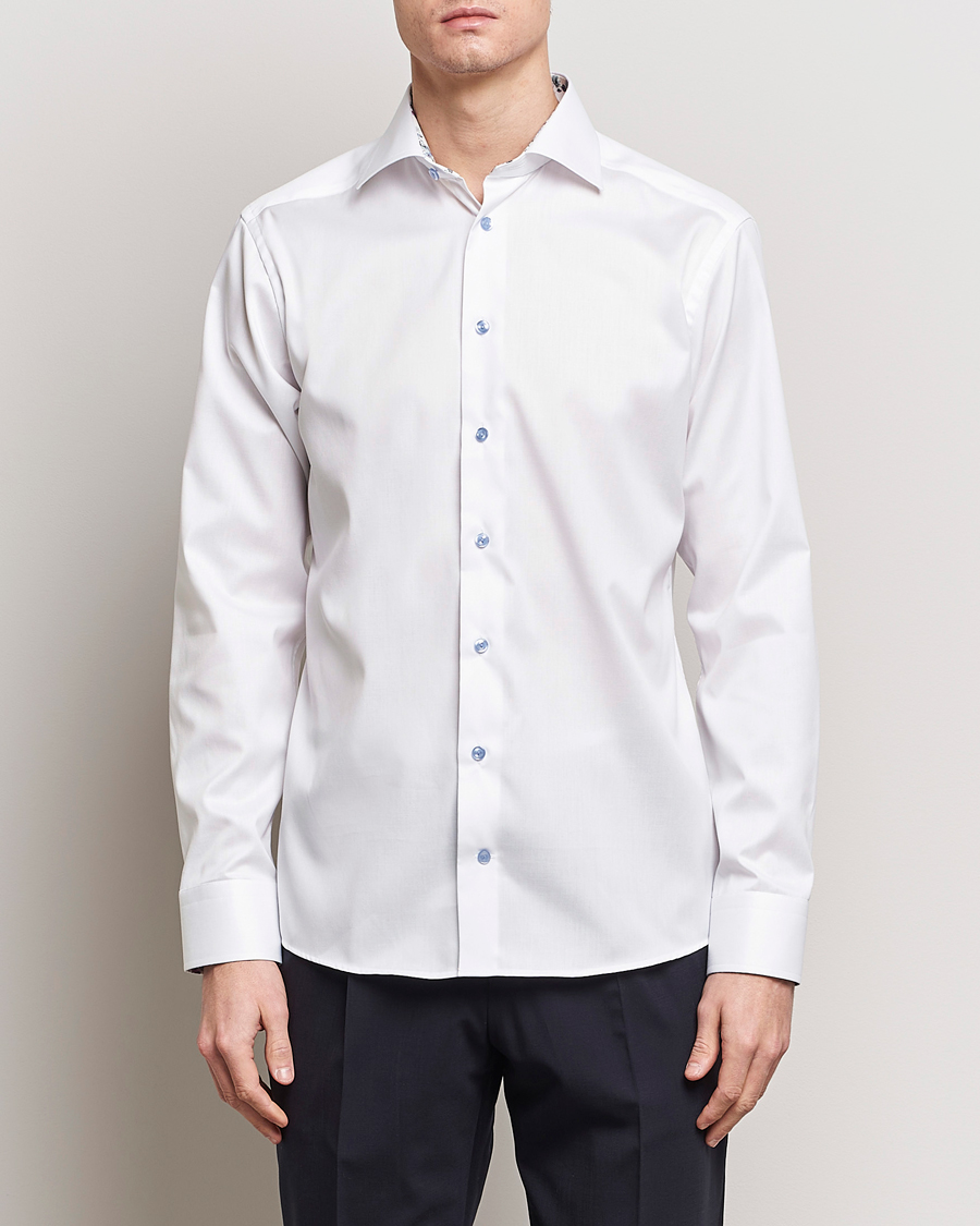 Herr | Businesskjortor | Eton | Slim Fit Signature Twill Contrast Shirt White