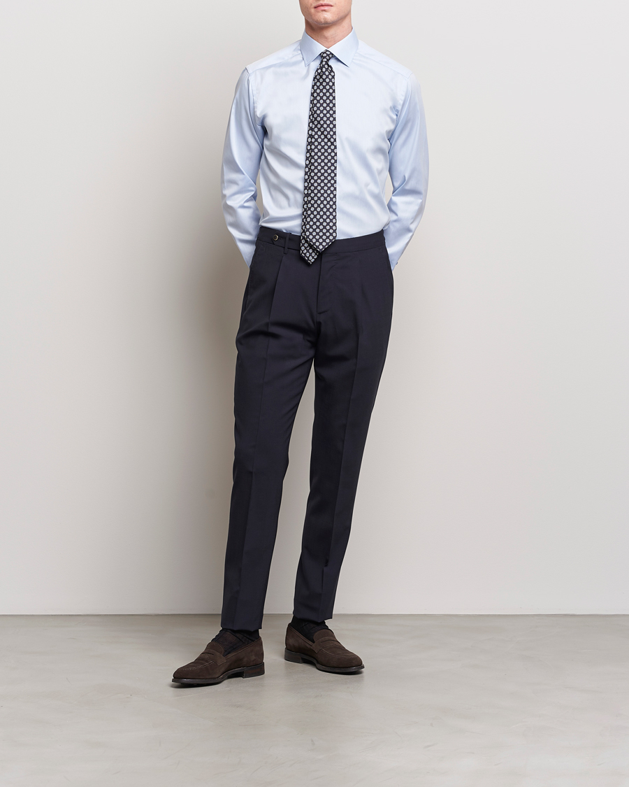 Herr | Business & Beyond | Eton | Slim Fit Signature Twill Contrast Shirt Light Blue