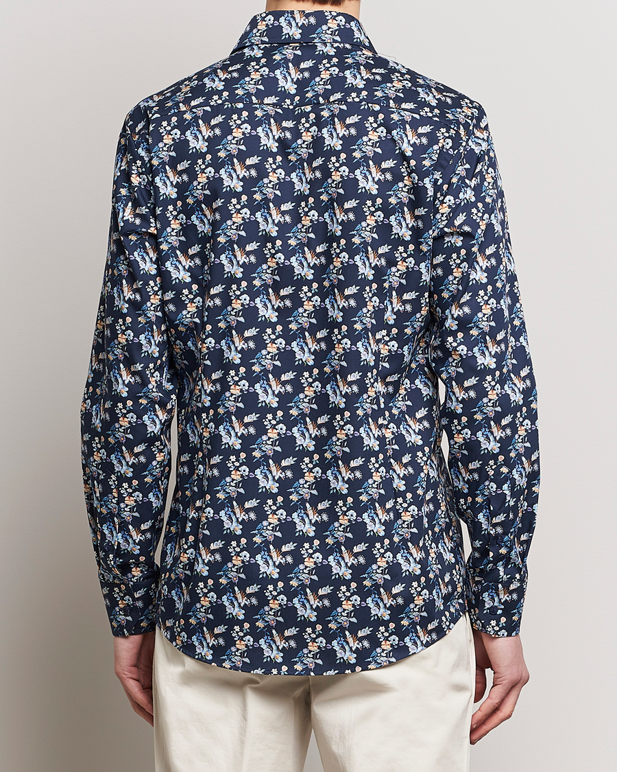 Herr | Skjortor | Eton | Slim Fit Twill Printed Flower Shirt Navy Blue