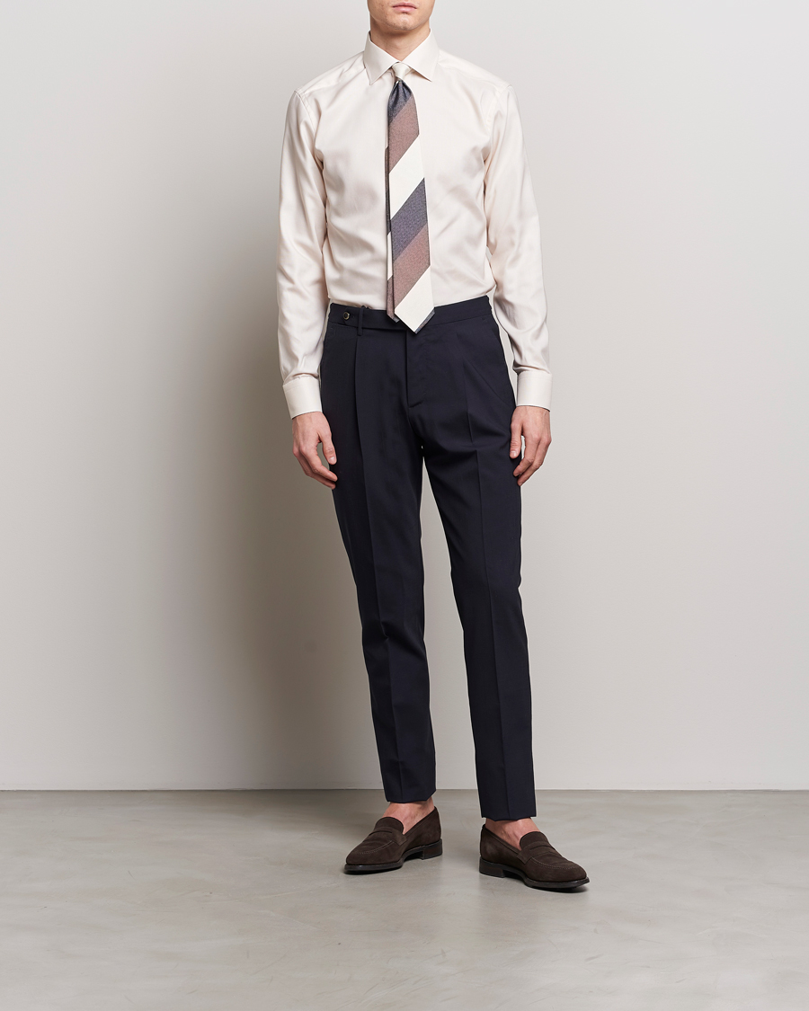 Herr | Kläder | Eton | Slim Fit Twill Shirt Light Yellow