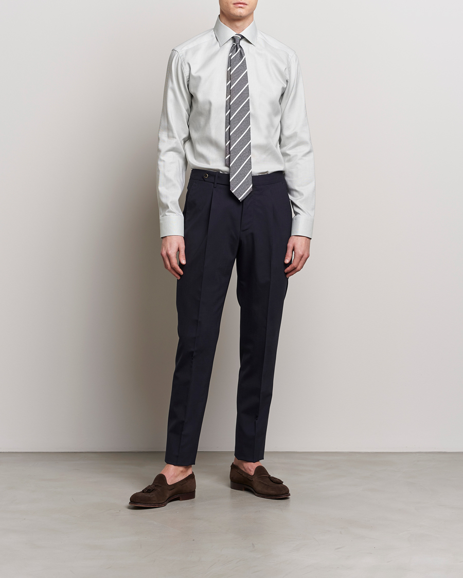 Herr | Kläder | Eton | Slim Fit Twill Shirt Mid Green