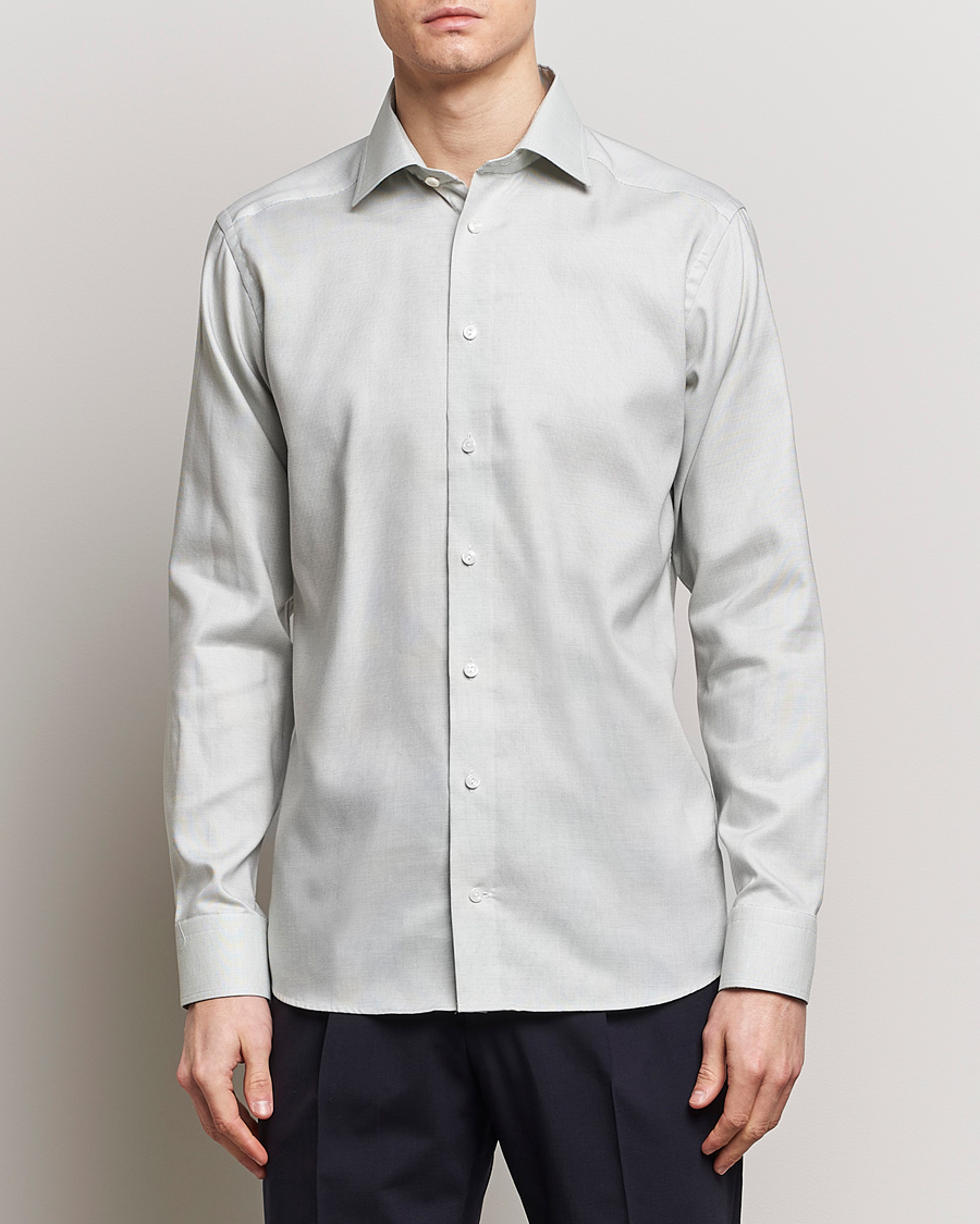 Herr | Businesskjortor | Eton | Slim Fit Twill Shirt Mid Green