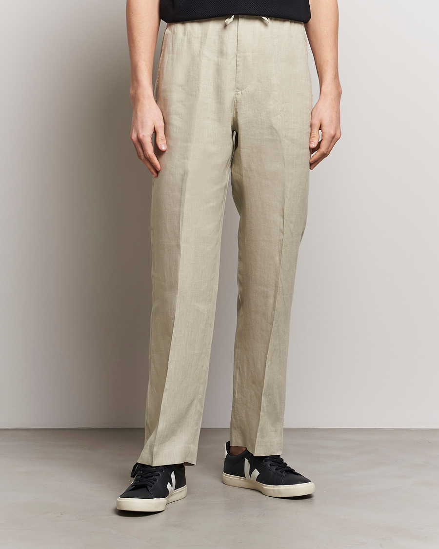 Herr | Byxor | Tiger of Sweden | Iscove Linen Drawstring Trousers Dawn Misty