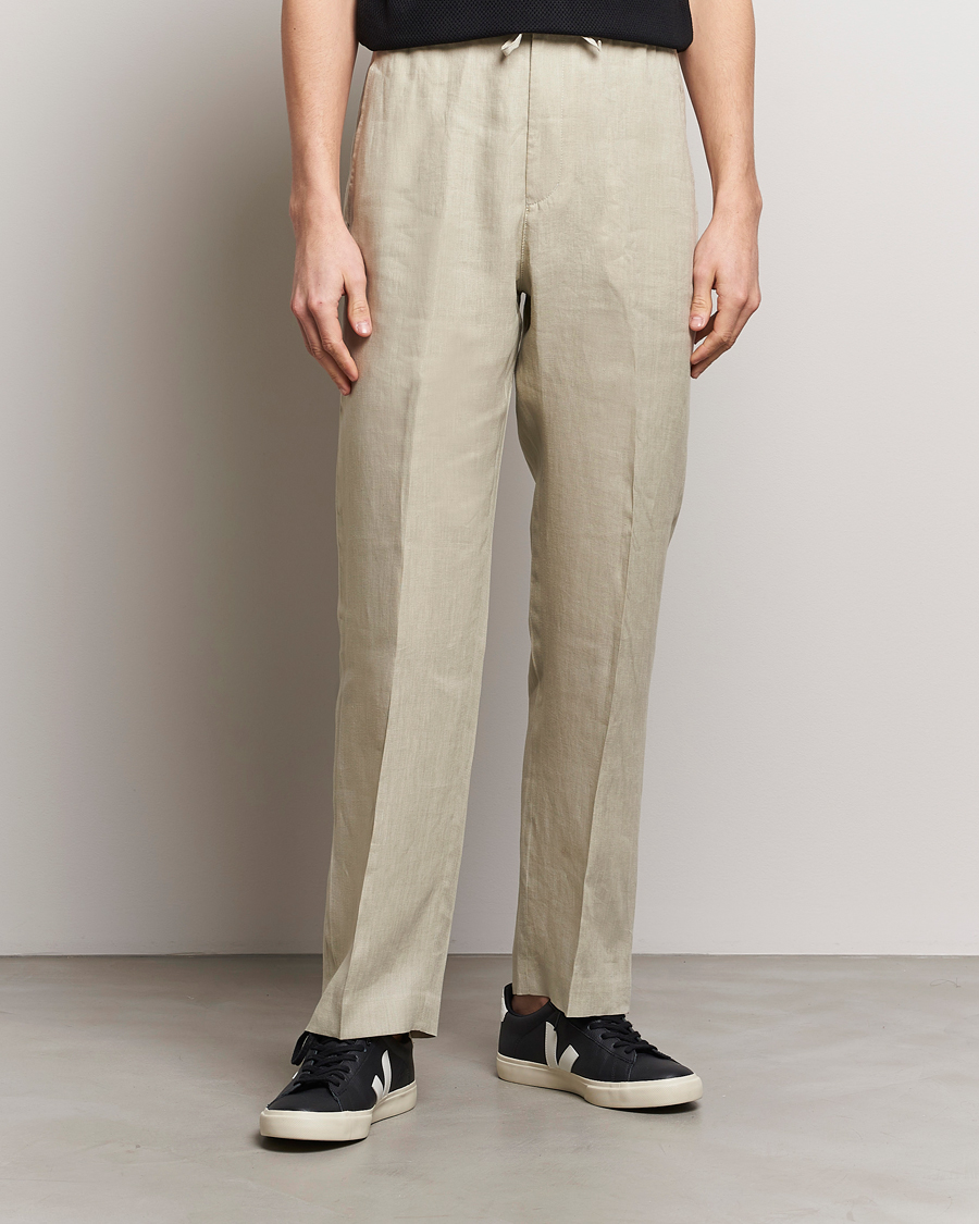 Herre | Tiger of Sweden | Tiger of Sweden | Iscove Linen Drawstring Trousers Dawn Misty