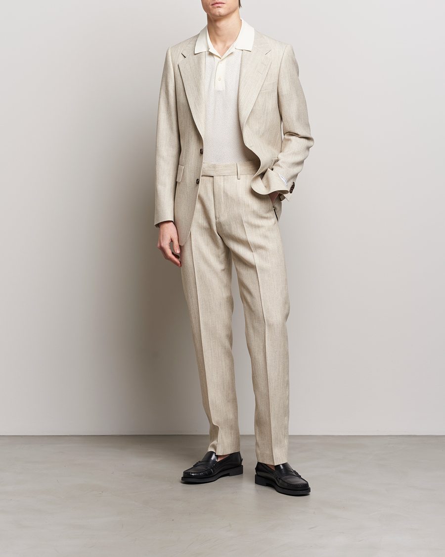 Herr | Byxor | Tiger of Sweden | Tenser Wool/Linen Canvas Trousers Natural White